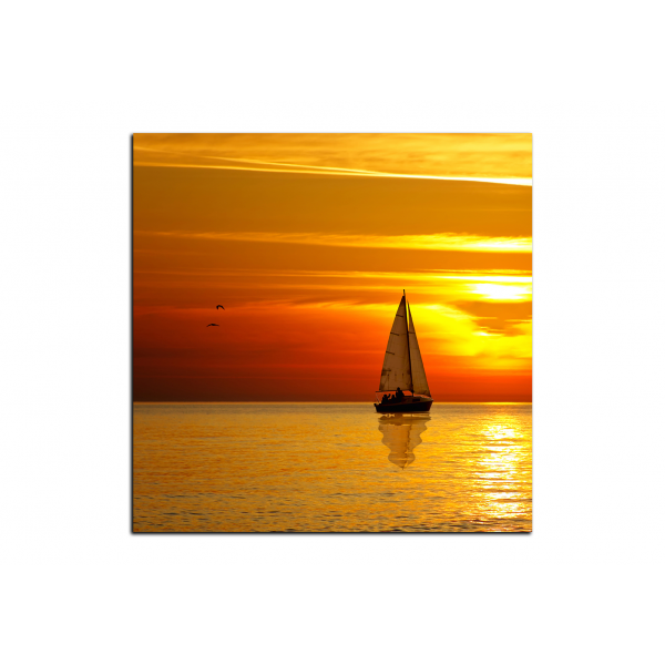 Obraz na plátně - Loď při západu slunce - čtverec